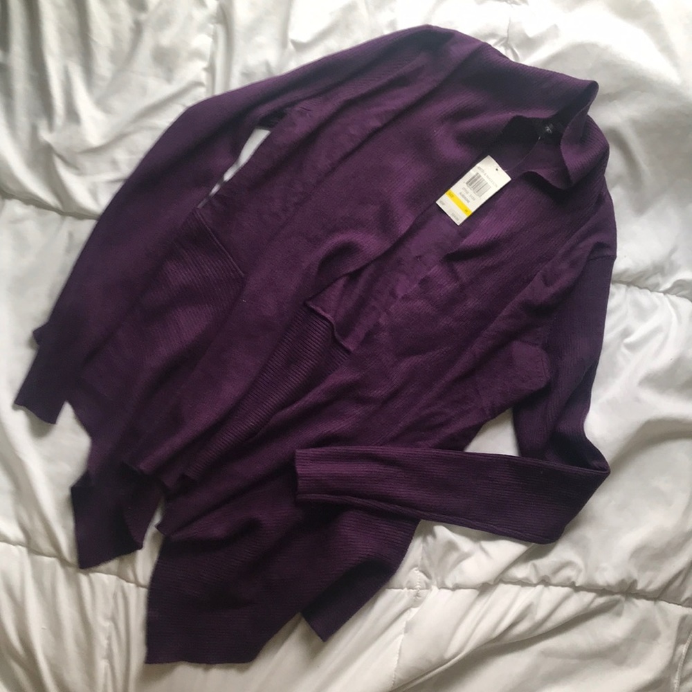 Purple open front cardigan